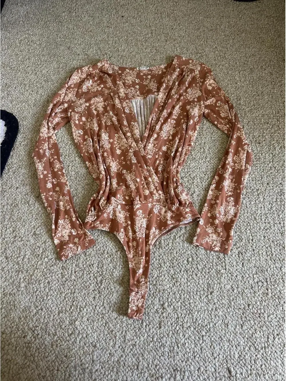 Free People floral long sleeve bodysuit